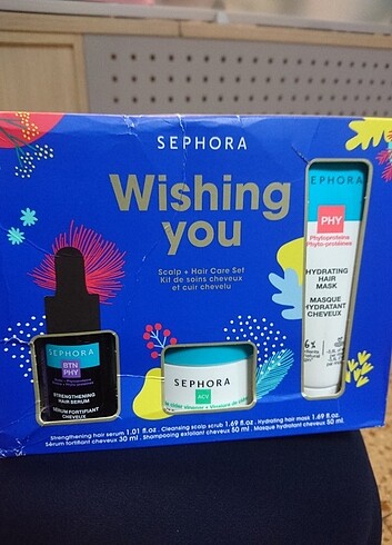 Sephora saç bakım seti 3 ürün sıfır