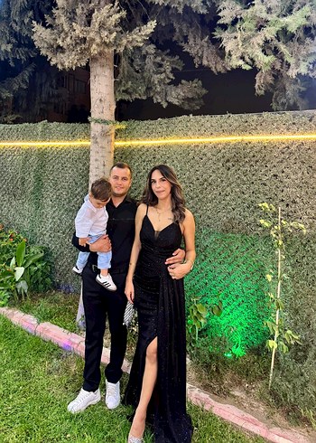 s Beden siyah Renk Siyah Transparan V Yakalı Gotik uzun Elbise
