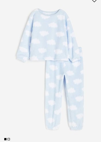Mavi Bulut Desenli Kız Çocuk Pijama Takımı