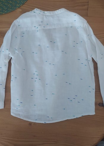 Erkek çocuk Keten Beyaz Düğmeli Gömlek - Görsel 2