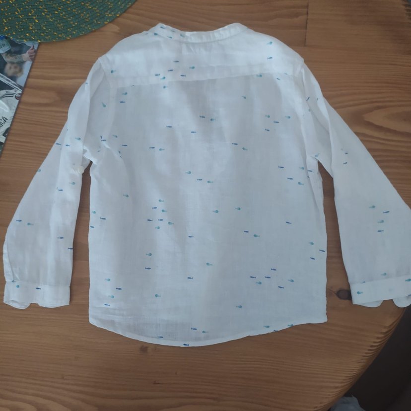 Erkek çocuk Keten Beyaz Düğmeli Gömlek - Görsel 2