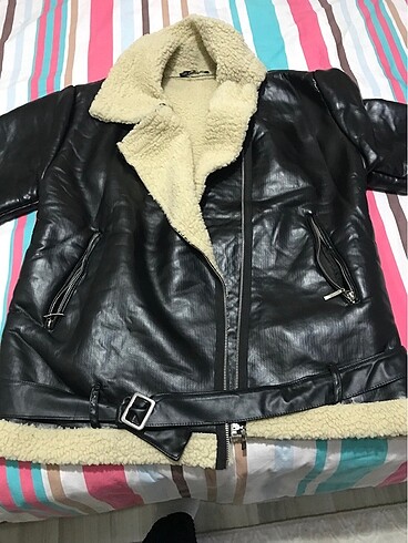 İçi kürklü biker mont