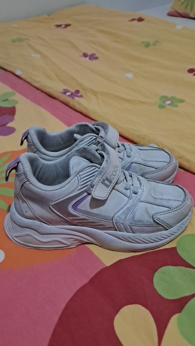 Gri Erkek Çocuk Spor Ayakkabı Velcro - Görsel 2