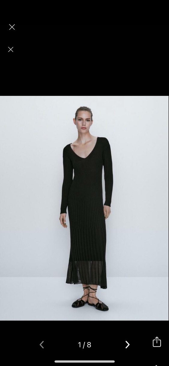 Siyah V Yaka Uzun Kollu Triko Elbise - Görsel 4