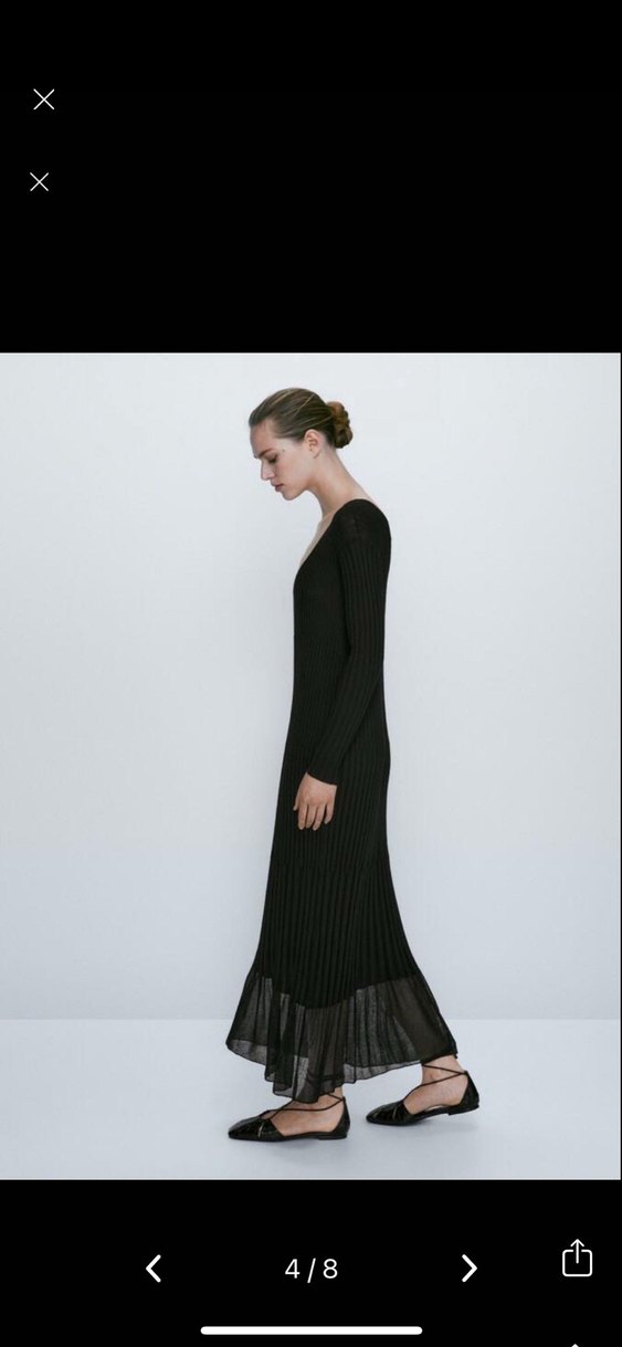 Siyah V Yaka Uzun Kollu Triko Elbise - Görsel 3