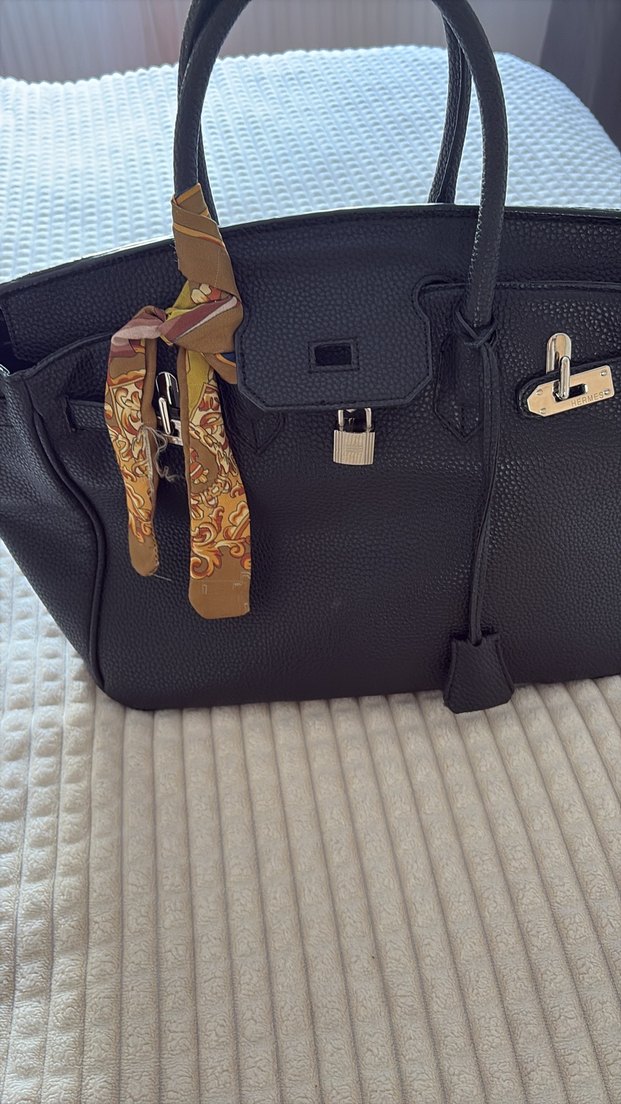 Klasik Siyah Deri Kadın Çanta - Görsel 2