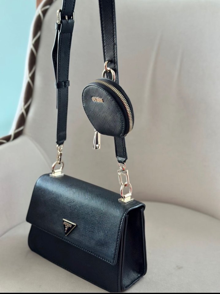 Guess Kadın Deri Fermuarlı Gri Çanta - Görsel 5