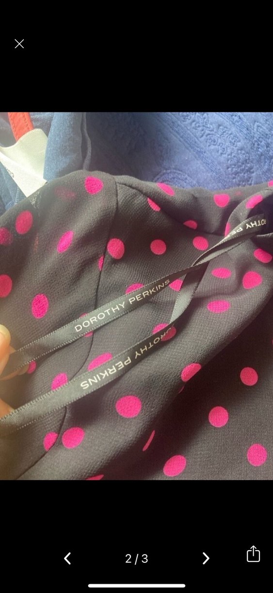 Puantiye Desenli V Yakalı Uzun Kadın Elbise - Görsel 2