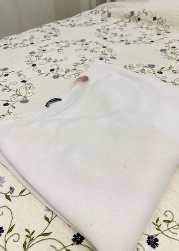 Beyaz Kadın Pamuklu Maternity Bluz kazak oversize - Görsel 3