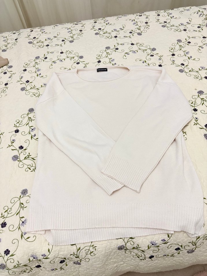 Beyaz Kadın Pamuklu Maternity Bluz kazak oversize - Görsel 5