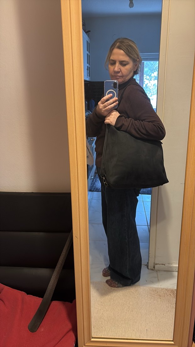 Siyah Süet Fermuarlı Kadın Çanta - Görsel 2