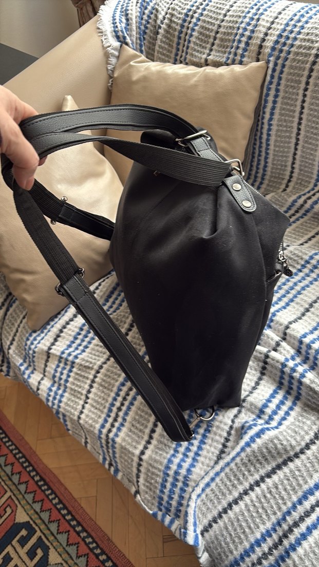 Siyah Süet Fermuarlı Kadın Çanta - Görsel 3