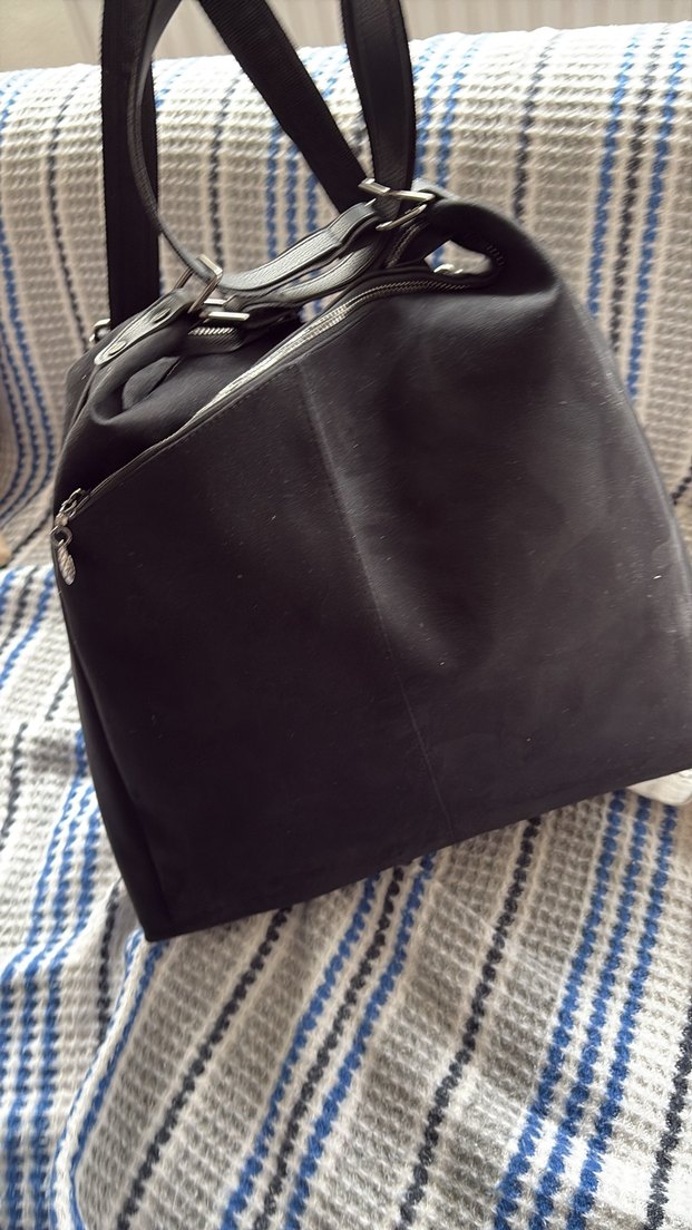 Siyah Süet Fermuarlı Kadın Çanta - Görsel 4