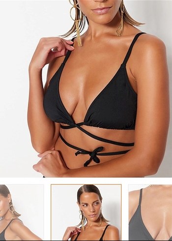 Siyah Minimalist Mini Bikini Üstü