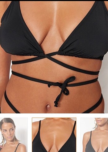 34 Beden Siyah Minimalist Mini Bikini Üstü