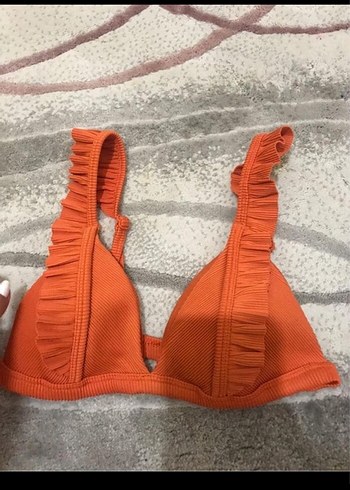 Turuncu Fırfırlı Bohem Bikini Üstü