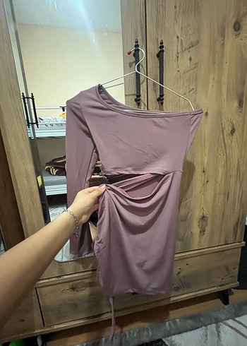 Diğer lila Drapeli Mini Elbise Eyyo