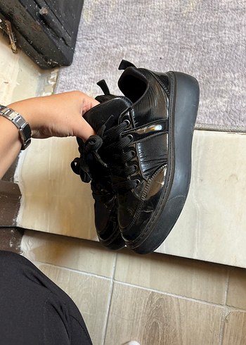 36 Beden Kadın Siyah Platform Topuklu Spor Ayakkabı