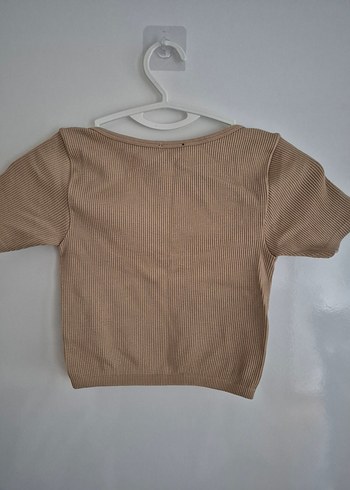Zara Bej Kısa Kollu Crop Top