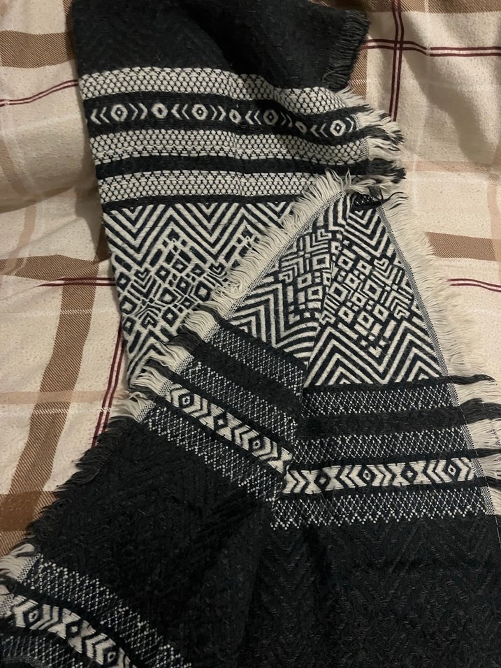 Bohem Siyah Örgü Kadın Şal - Görsel 3