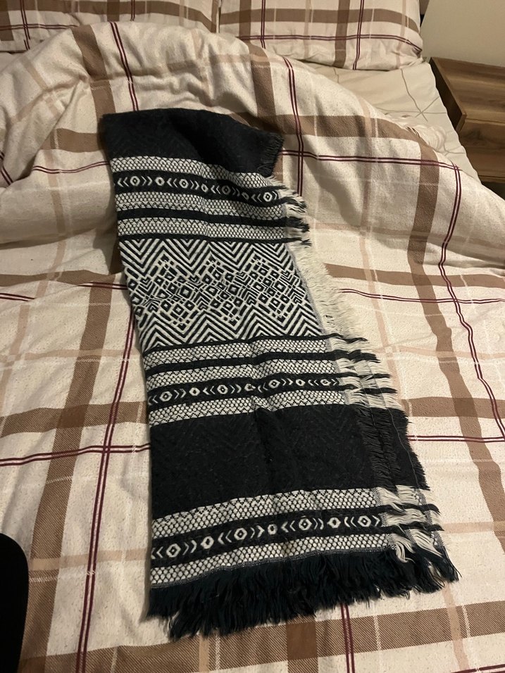 Bohem Siyah Örgü Kadın Şal - Görsel 4