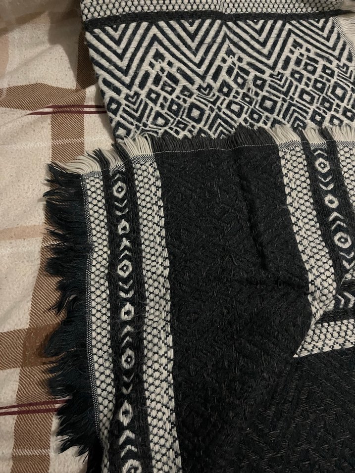 Bohem Siyah Örgü Kadın Şal - Görsel 2
