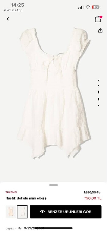xs Beden beyaz Renk Bershka Elbise