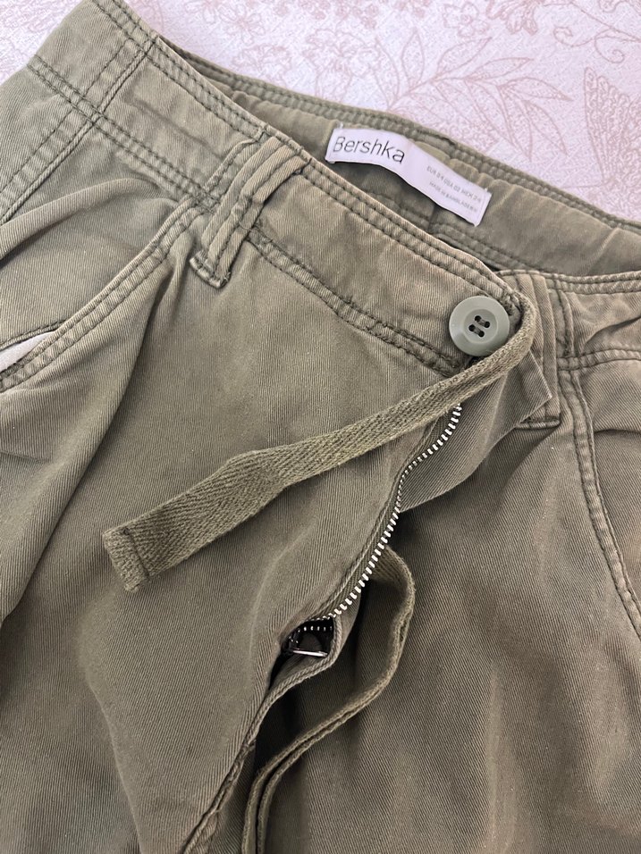 Kadın Haki Kamuflaj Fermuarlı Rahat Pantolon - Görsel 2