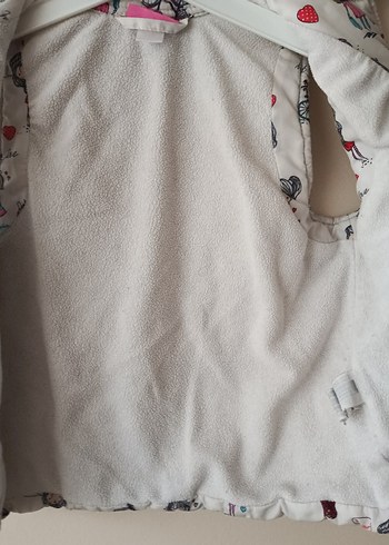 Beyaz Desenli Kız Çocuk Fermuarlı Yelek - Görsel 6