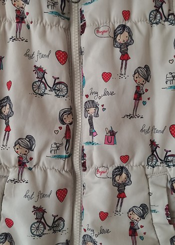 Beyaz Desenli Kız Çocuk Fermuarlı Yelek - Görsel 3