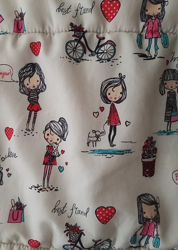 Beyaz Desenli Kız Çocuk Fermuarlı Yelek - Görsel 5