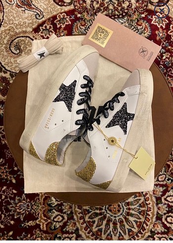 Golden Goose Deluxe Kadın Beyaz Süet Glitter Golden Goose