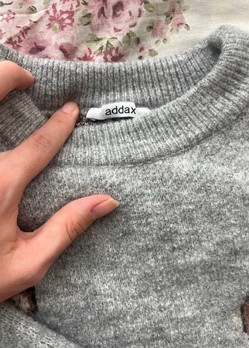 Zara Gri Ayıcık Nakışlı Örgü Kadın Kazak