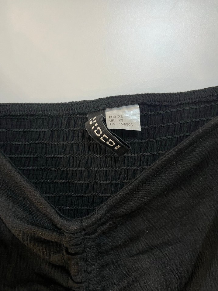 Drapeli Siyah Mini Uzun Kollu Bluz - Görsel 2