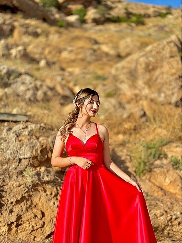 Kırmızı Midi Elbise - Görsel 6