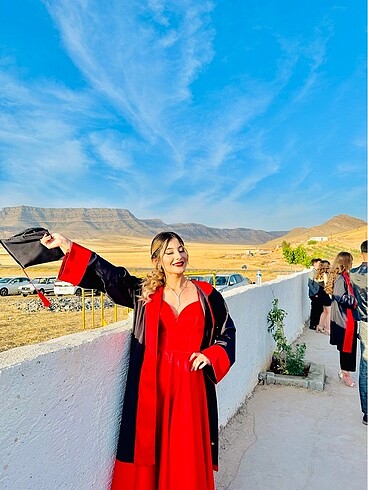 Kırmızı Midi Elbise - Görsel 5