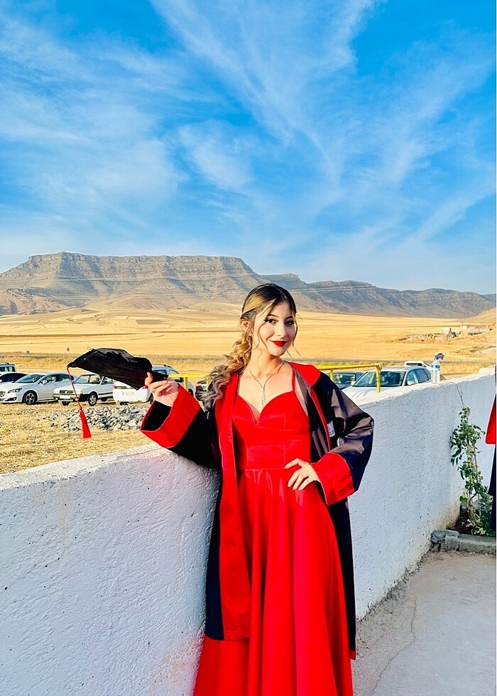 Kırmızı Midi Elbise - Görsel 4