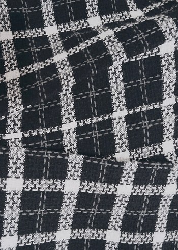 Düğmeli Siyah Gri Kareli Uzun Tüvit jile elbise tesettür - Görsel 3