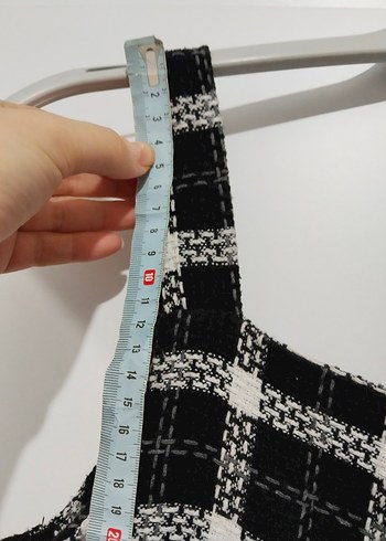 Düğmeli Siyah Gri Kareli Uzun Tüvit jile elbise tesettür - Görsel 2