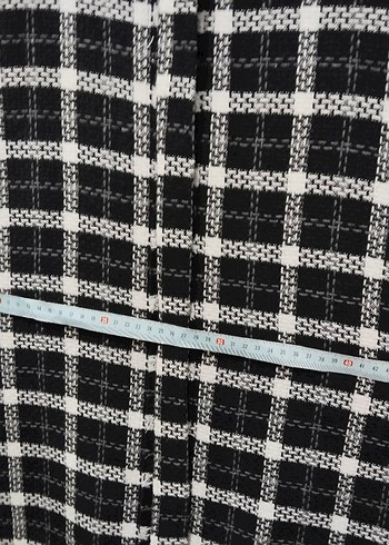 Düğmeli Siyah Gri Kareli Uzun Tüvit jile elbise tesettür - Görsel 4