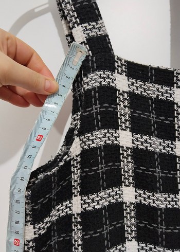 Düğmeli Siyah Gri Kareli Uzun Tüvit jile elbise tesettür - Görsel 6