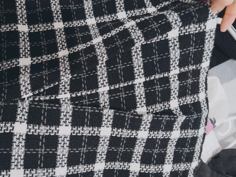 Düğmeli Siyah Gri Kareli Uzun Tüvit jile elbise tesettür - Görsel 3