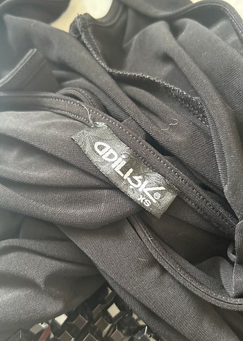 V Yaka Kemerli Siyah elbise - Görsel 6