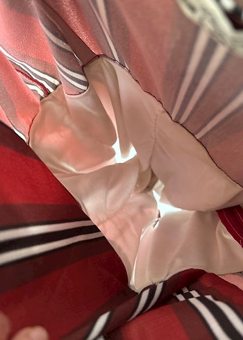 Bordo Çizgili V Yaka Kısa Tulum - Görsel 4