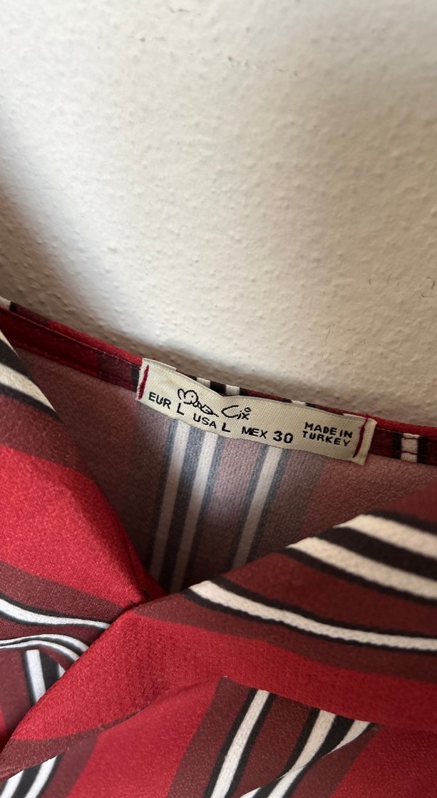 Bordo Çizgili V Yaka Kısa Tulum - Görsel 3