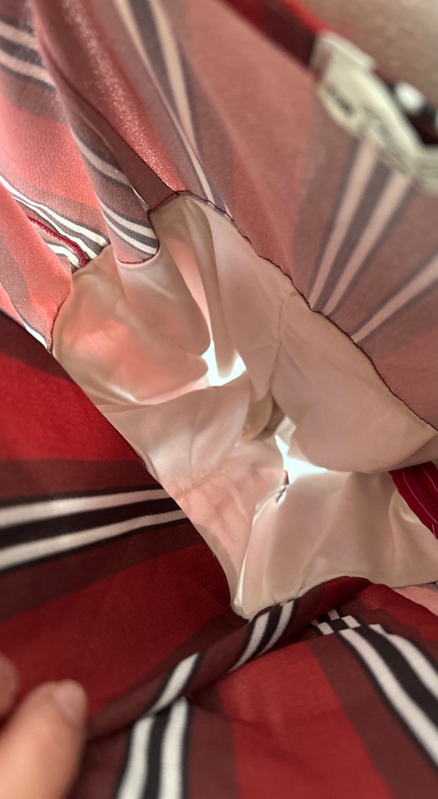 Bordo Çizgili V Yaka Kısa Tulum - Görsel 4