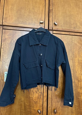 Kadın Lacivert Kot Ceket Mini Kesim - Görsel 2