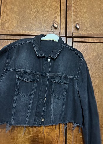 Gri Düğmeli Kadın Denim Ceket - Görsel 3