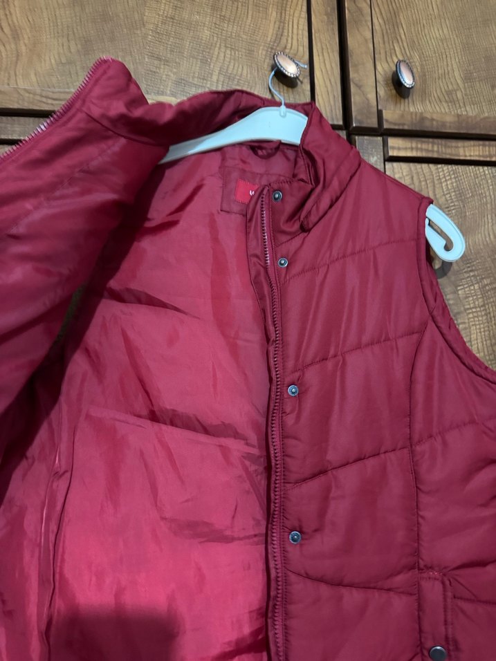 Düğmeli Bordo Kadın Yelek - Görsel 3