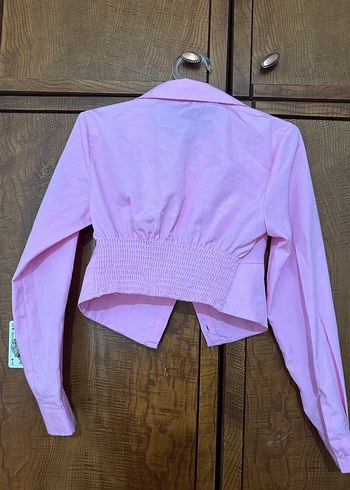 Pembe Düğmeli Uzun Kollu Kadın Gömlek - Görsel 3